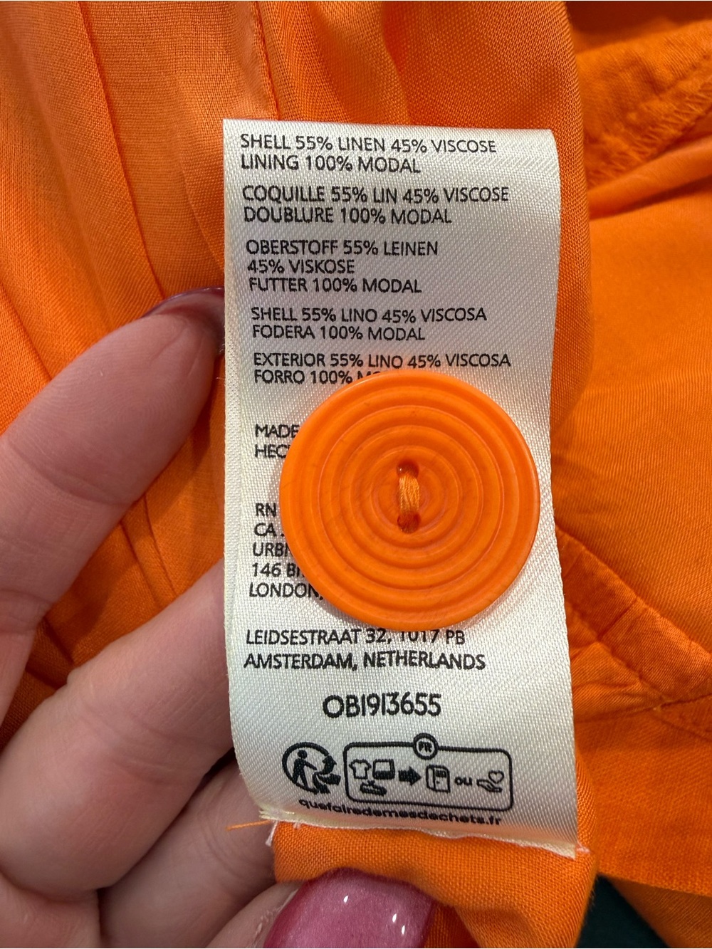 Anthropologie Bright Orange Button-Front Midi Dress - Picture 7 of 10